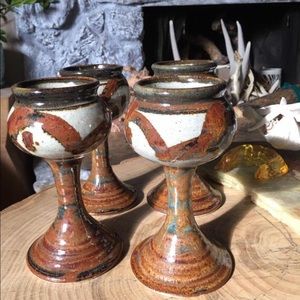 Host Pick🌺🌸four earth tones pottery wine glasses